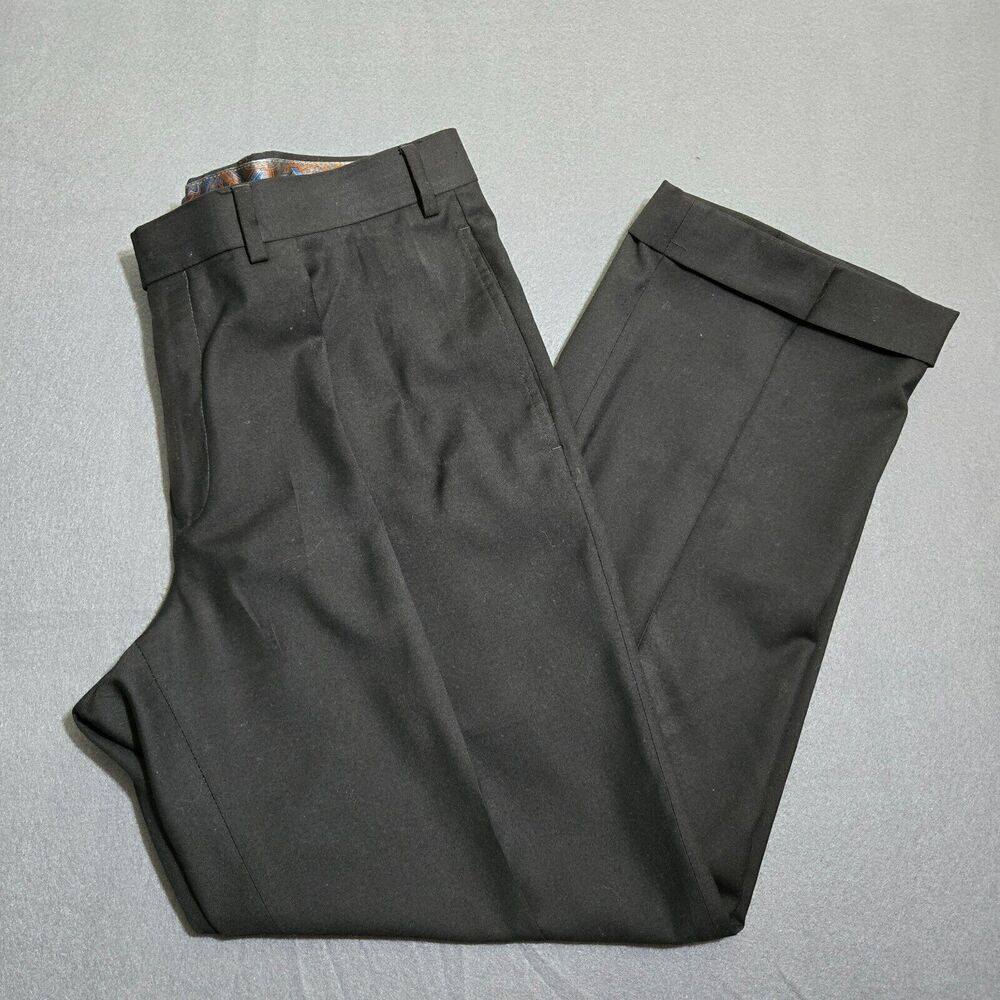Lauren Ralph Lauren Dress Pants Men 36X29 (37X28) Black Cuffed Pleated